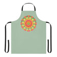 Sage Green Mandala Apron - Hand - Drawn Art All Over Prints - Blululi