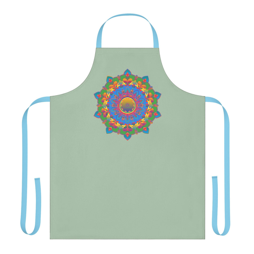 Sage Green Mandala Apron - Hand Drawn Art All Over Prints - Blululi