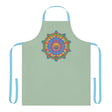 Sage Green Mandala Apron - Hand Drawn Art All Over Prints - Blululi