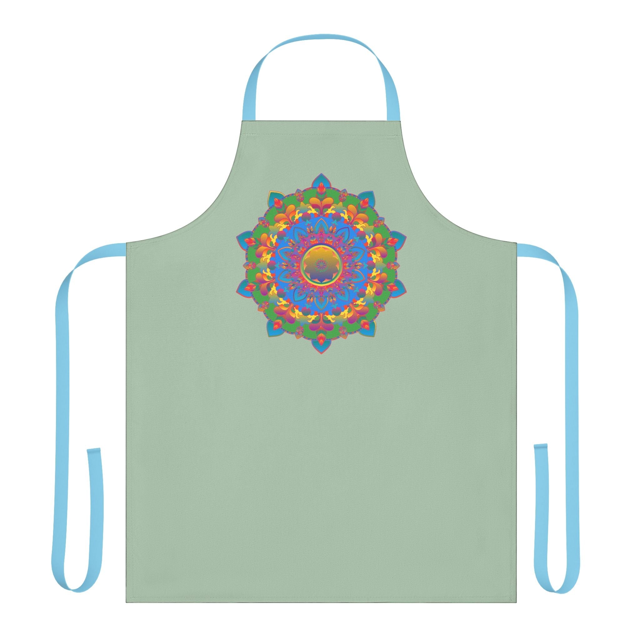 Sage Green Mandala Apron - Hand Drawn Art All Over Prints - Blululi