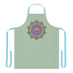 Sage Green Mandala Apron - Hand Drawn Art All Over Prints - Blululi