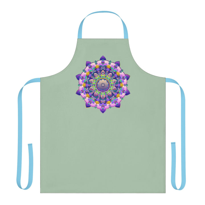 Sage Green Mandala Apron - Hand - Drawn Art All Over Prints - Blululi