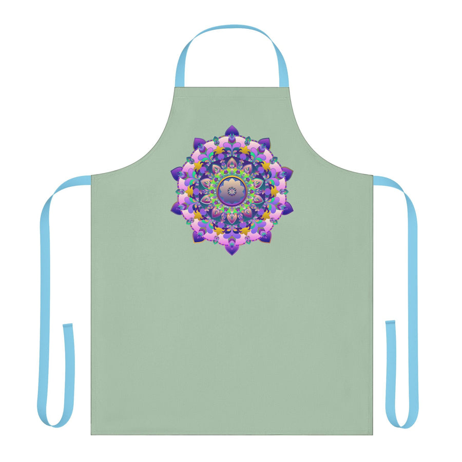 Sage Green Mandala Apron - Hand - Drawn Art All Over Prints - Blululi