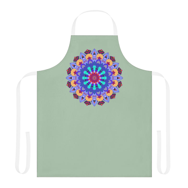 Sage Green Mandala Apron - Hand Drawn Art All Over Prints - Blululi