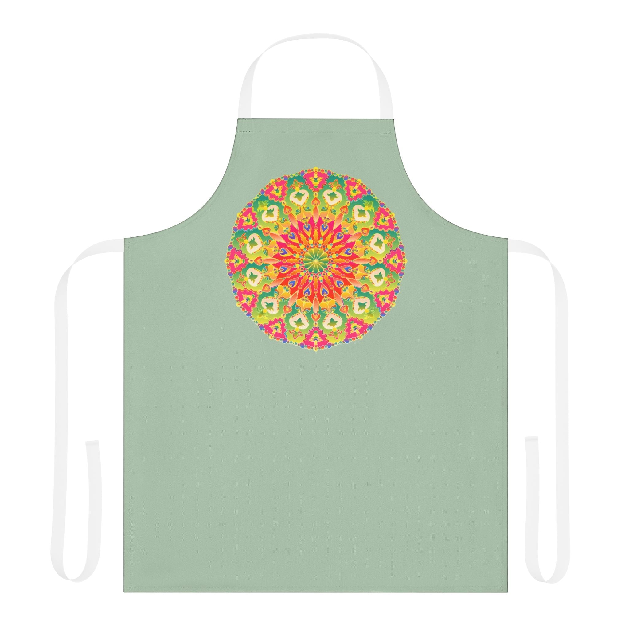 Sage Green Mandala Apron - Hand - Drawn Art All Over Prints - Blululi