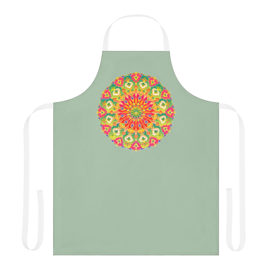 Sage Green Mandala Apron - Hand - Drawn Art All Over Prints - Blululi