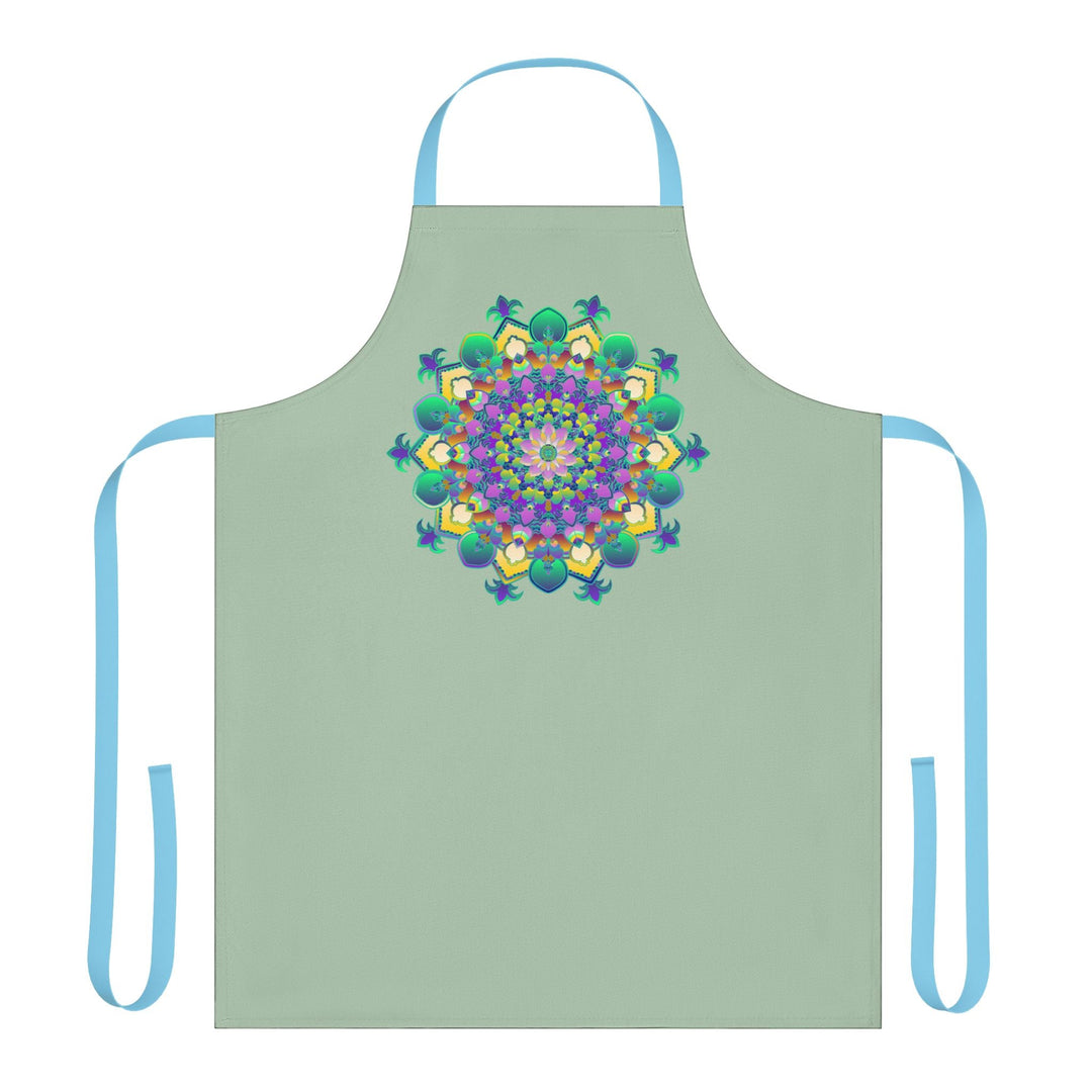 Sage Green Mandala Apron - Hand Drawn Art All Over Prints - Blululi