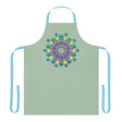 Sage Green Mandala Apron - Hand Drawn Art All Over Prints - Blululi