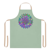 Sage Green Mandala Apron - Hand Drawn Art All Over Prints - Blululi