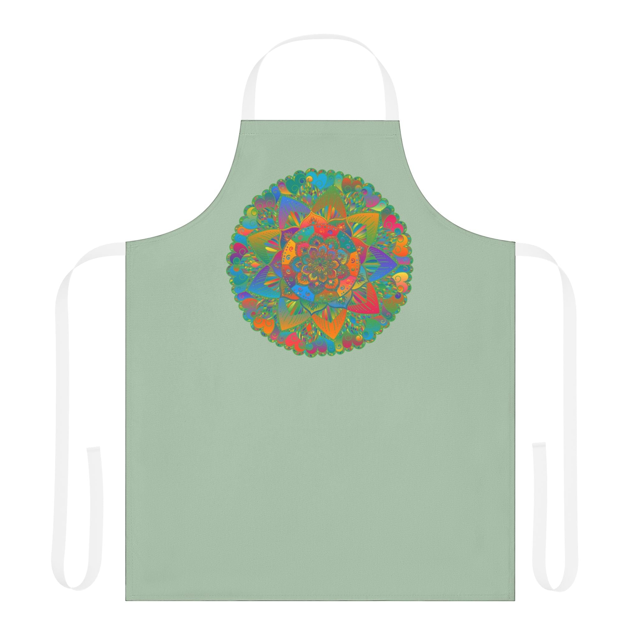 Sage Green Mandala Apron - Hand Drawn Art All Over Prints - Blululi