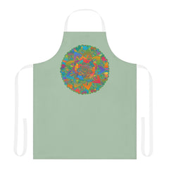 Sage Green Mandala Apron - Hand Drawn Art All Over Prints - Blululi
