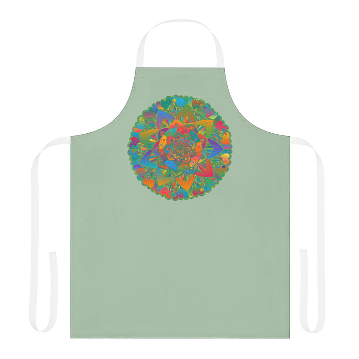 Sage Green Mandala Apron - Hand Drawn Art All Over Prints - Blululi