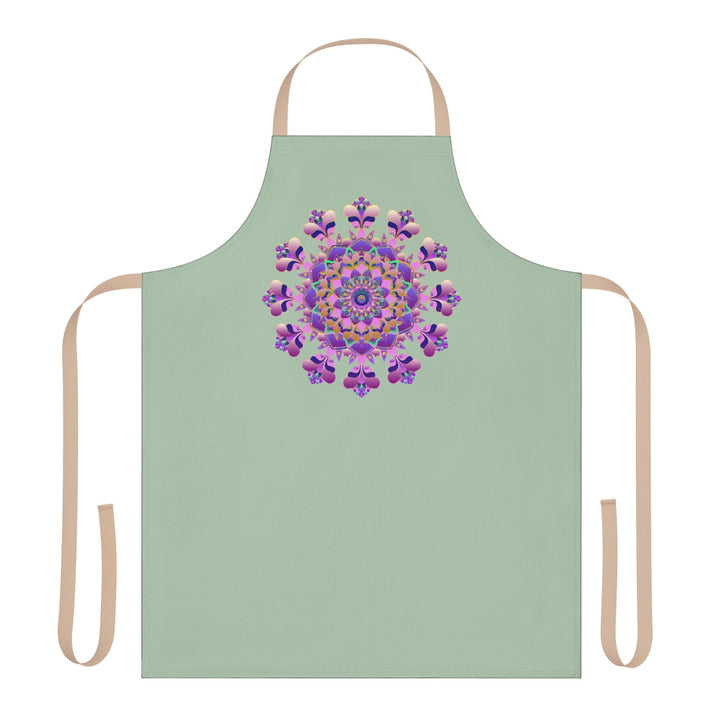 Sage Green Mandala Apron - Hand Drawn Art All Over Prints - Blululi