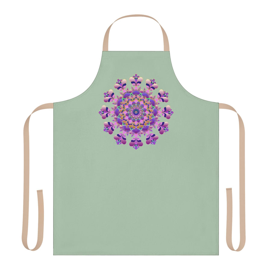 Sage Green Mandala Apron - Hand Drawn Art All Over Prints - Blululi