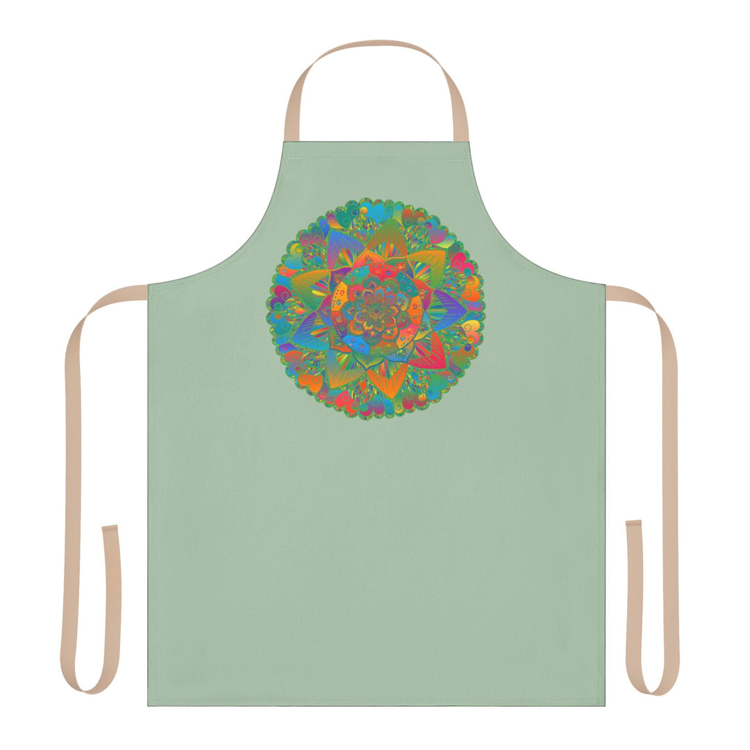 Sage Green Mandala Apron - Hand Drawn Art All Over Prints - Blululi