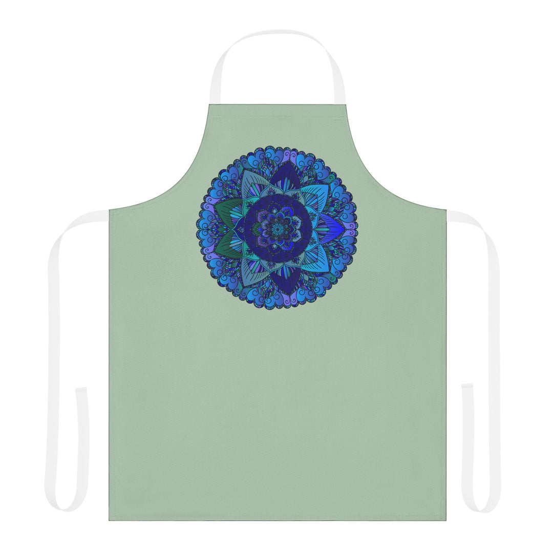 Sage Green Mandala Apron - Hand - Drawn Art All Over Prints - Blululi