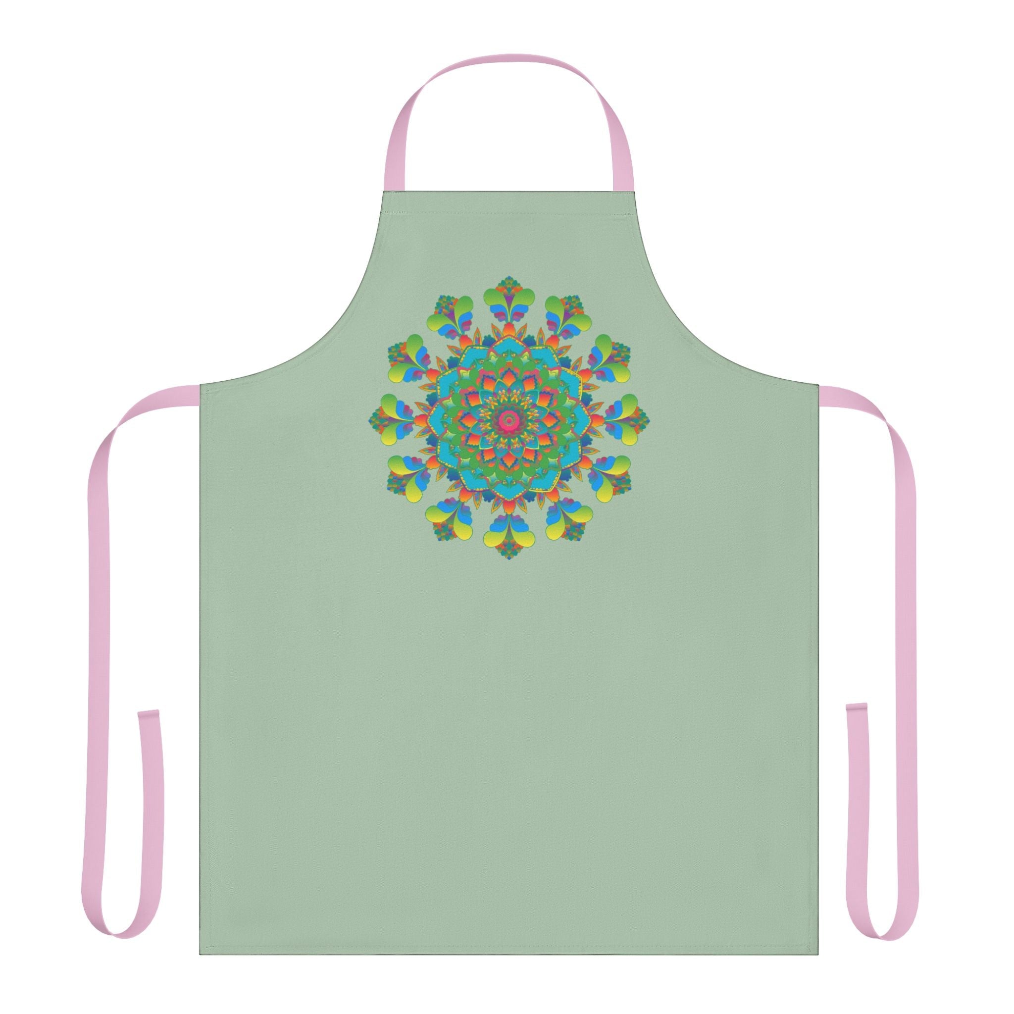 Sage Green Mandala Apron - Hand Drawn Art All Over Prints - Blululi