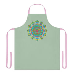 Sage Green Mandala Apron - Hand Drawn Art All Over Prints - Blululi