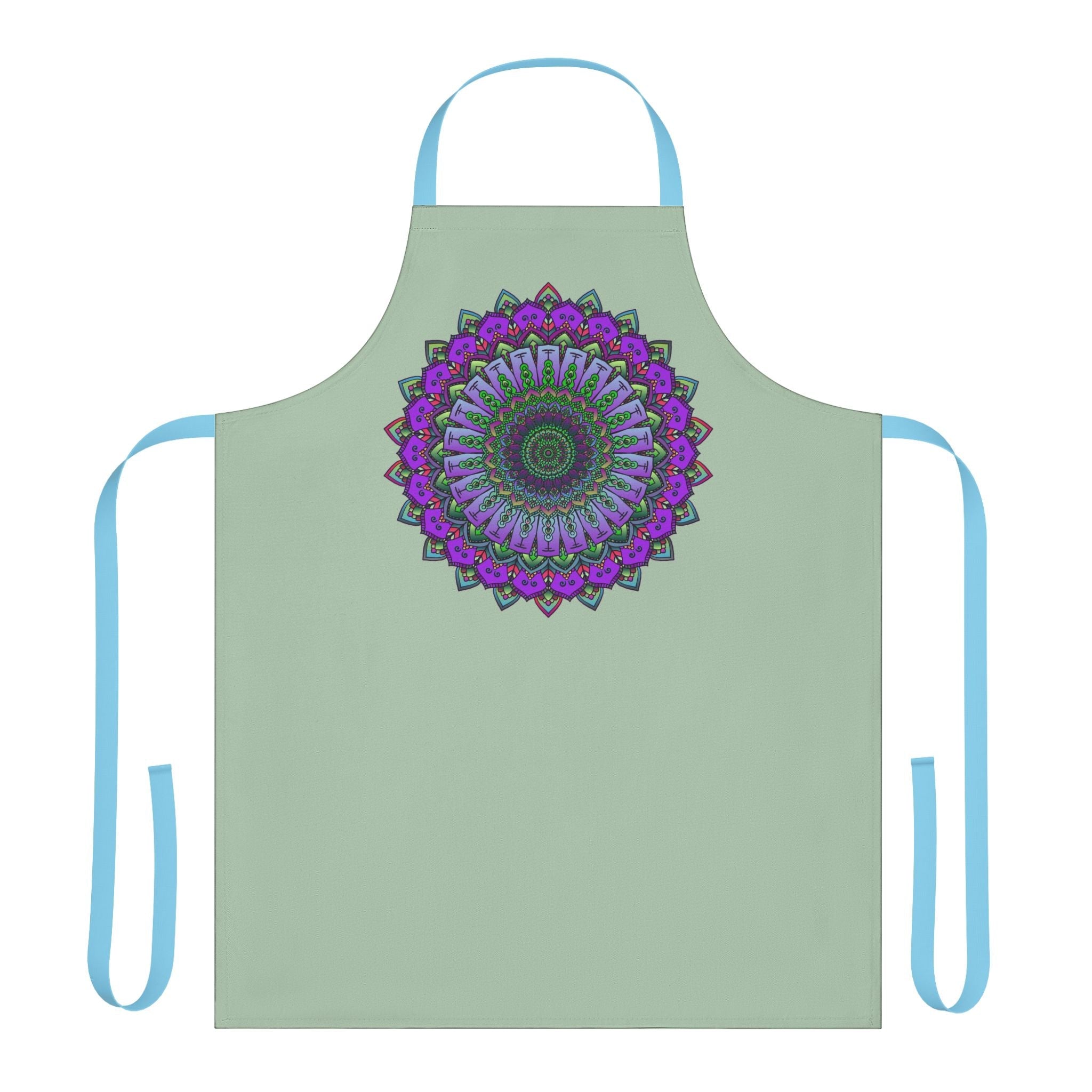 Sage Green Mandala Apron - Hand Drawn Art All Over Prints - Blululi