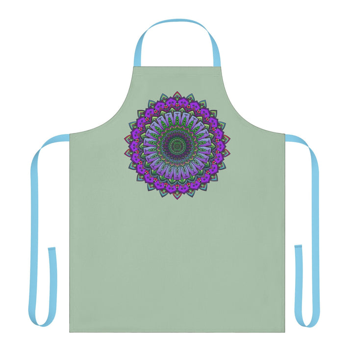 Sage Green Mandala Apron - Hand Drawn Art All Over Prints - Blululi