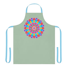 Sage Green Mandala Apron - Hand Drawn Art All Over Prints - Blululi