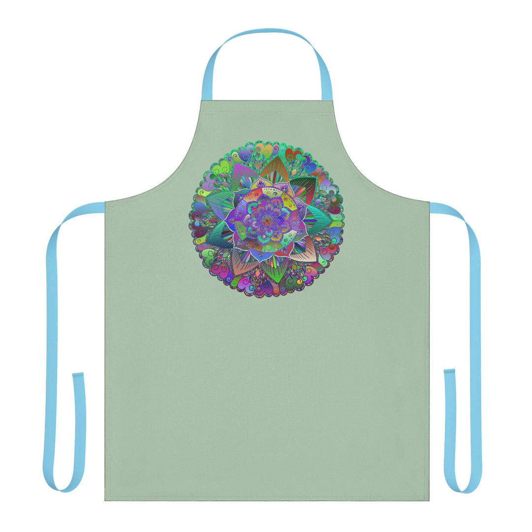 Sage Green Mandala Apron - Hand Drawn Art All Over Prints - Blululi