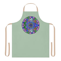 Sage Green Mandala Apron - Hand Drawn Art All Over Prints - Blululi