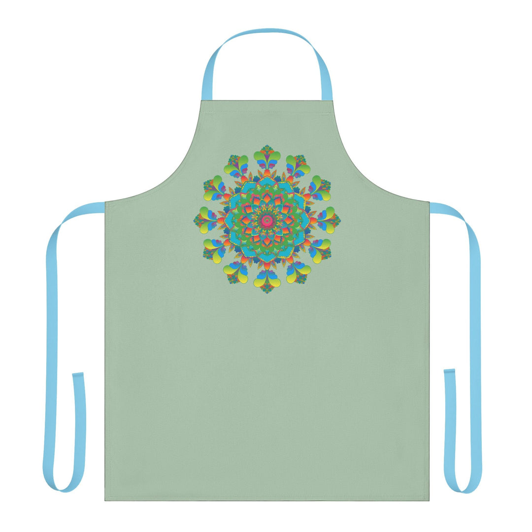 Sage Green Mandala Apron - Hand Drawn Art All Over Prints - Blululi