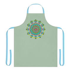 Sage Green Mandala Apron - Hand Drawn Art All Over Prints - Blululi