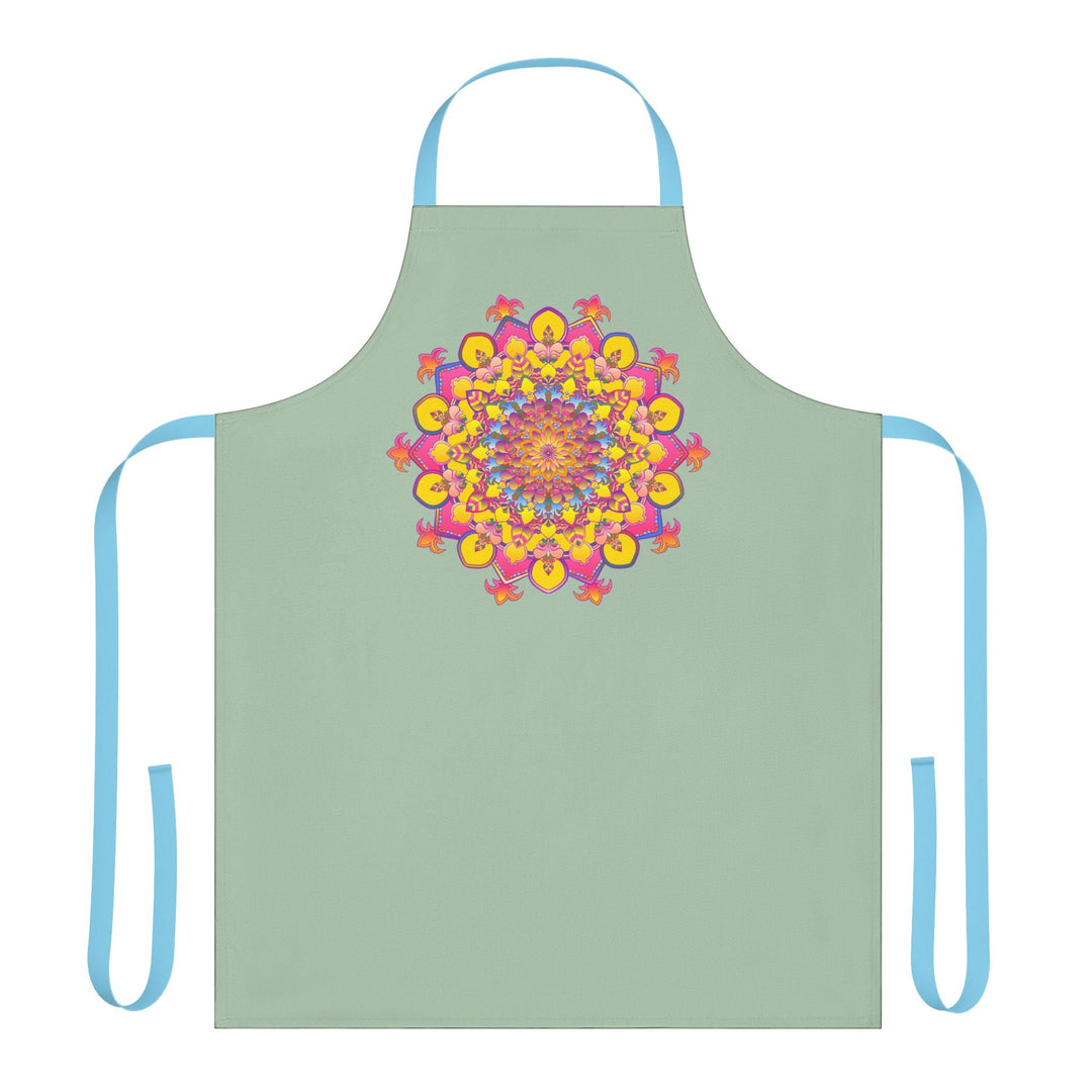 Sage Green Mandala Apron - Hand Drawn Art All Over Prints - Blululi