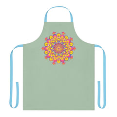 Sage Green Mandala Apron - Hand Drawn Art All Over Prints - Blululi