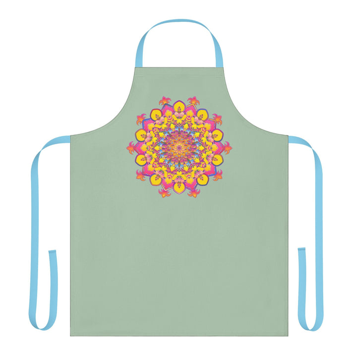 Sage Green Mandala Apron - Hand Drawn Art All Over Prints - Blululi