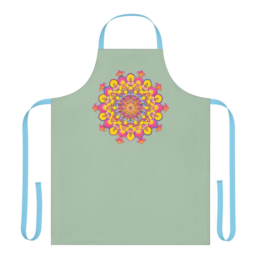 Sage Green Mandala Apron - Hand Drawn Art All Over Prints - Blululi