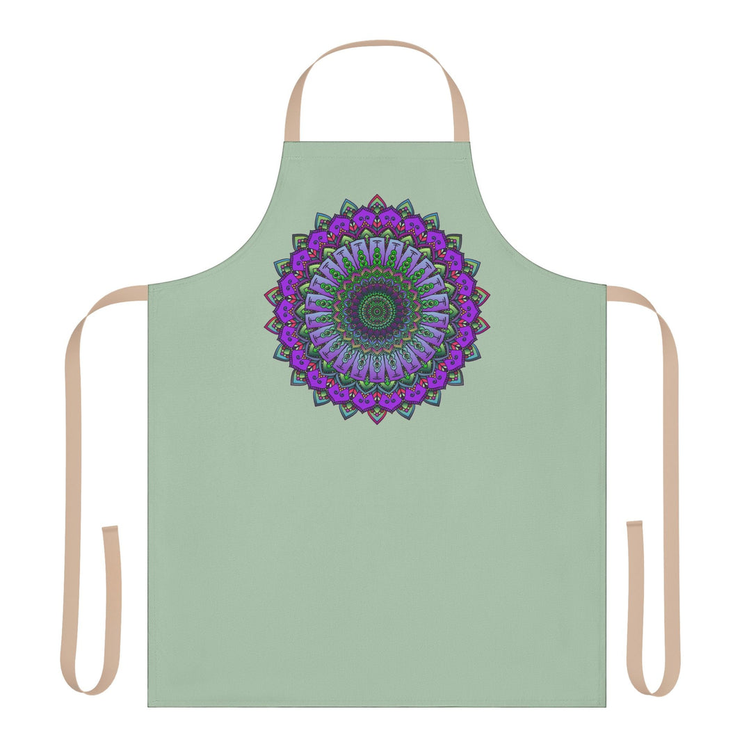 Sage Green Mandala Apron - Hand Drawn Art All Over Prints - Blululi