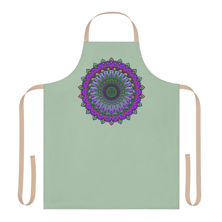 Sage Green Mandala Apron - Hand Drawn Art All Over Prints - Blululi