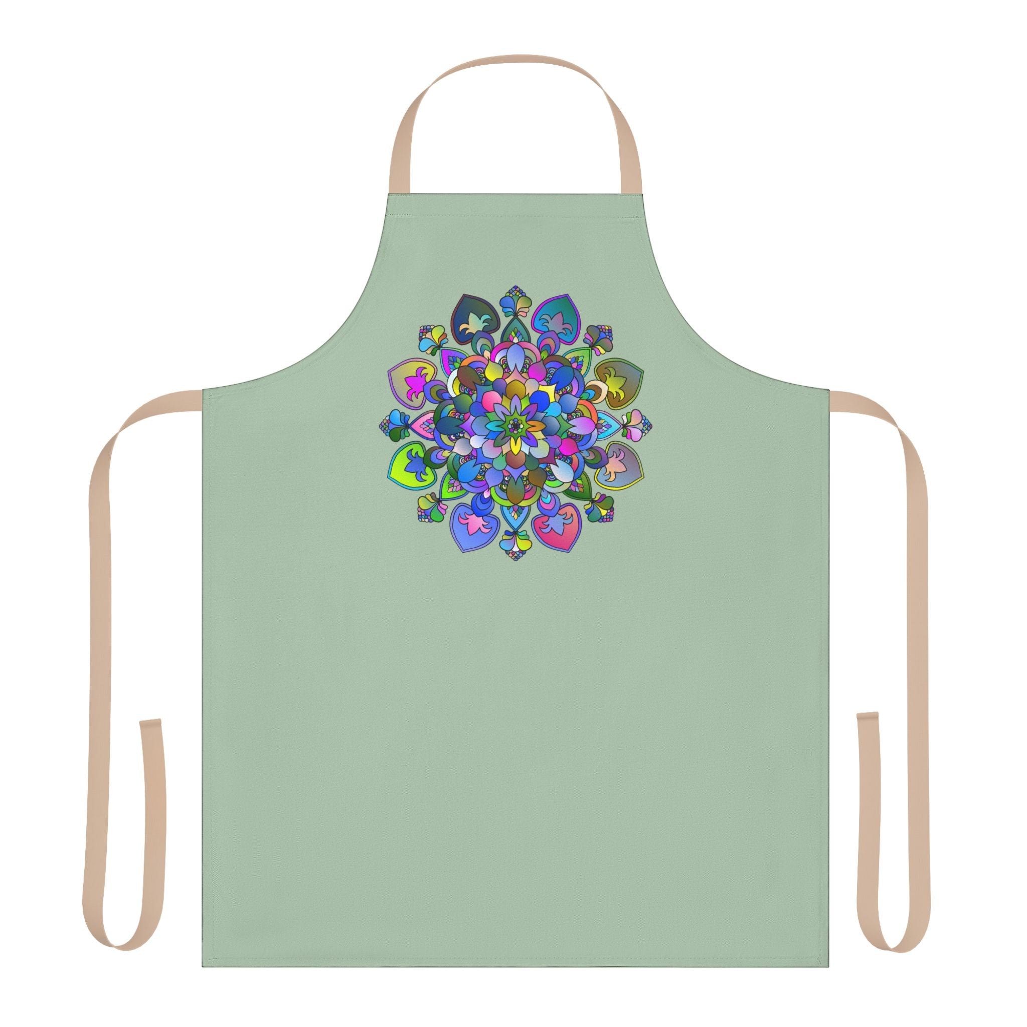 Sage Green Mandala Apron - Hand Drawn Art All Over Prints - Blululi