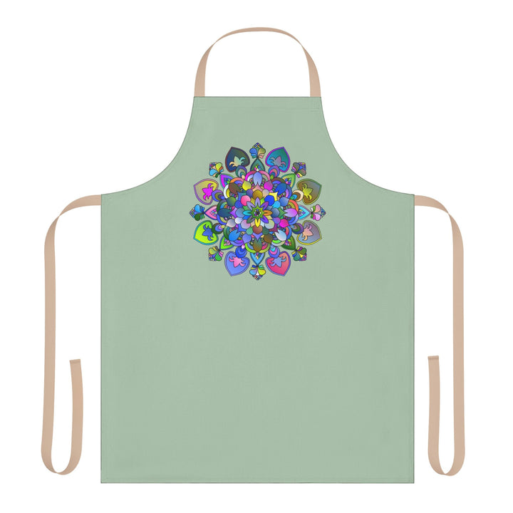 Sage Green Mandala Apron - Hand Drawn Art All Over Prints - Blululi