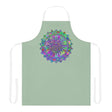 Sage Green Mandala Apron - Hand Drawn Art All Over Prints - Blululi