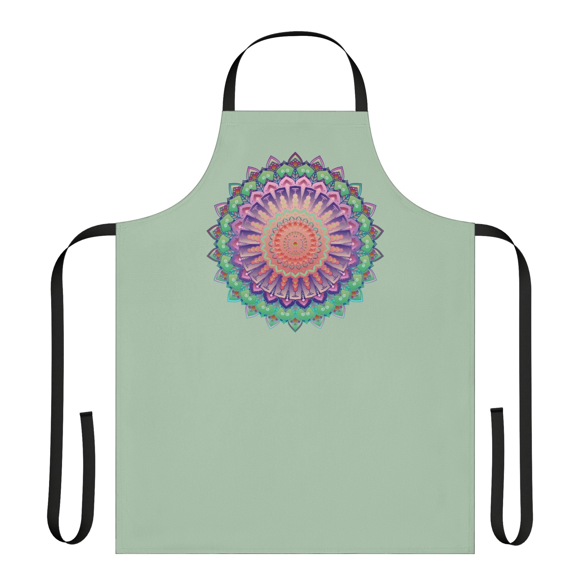 Sage Green Mandala Apron - Hand Drawn Art All Over Prints - Blululi