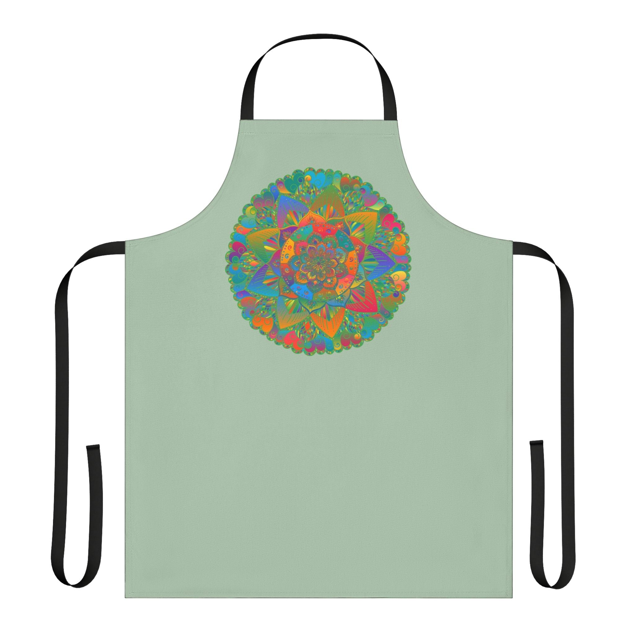 Sage Green Mandala Apron - Hand Drawn Art All Over Prints - Blululi