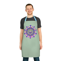 Sage Green Mandala Apron - Hand - Drawn Art All Over Prints - Blululi