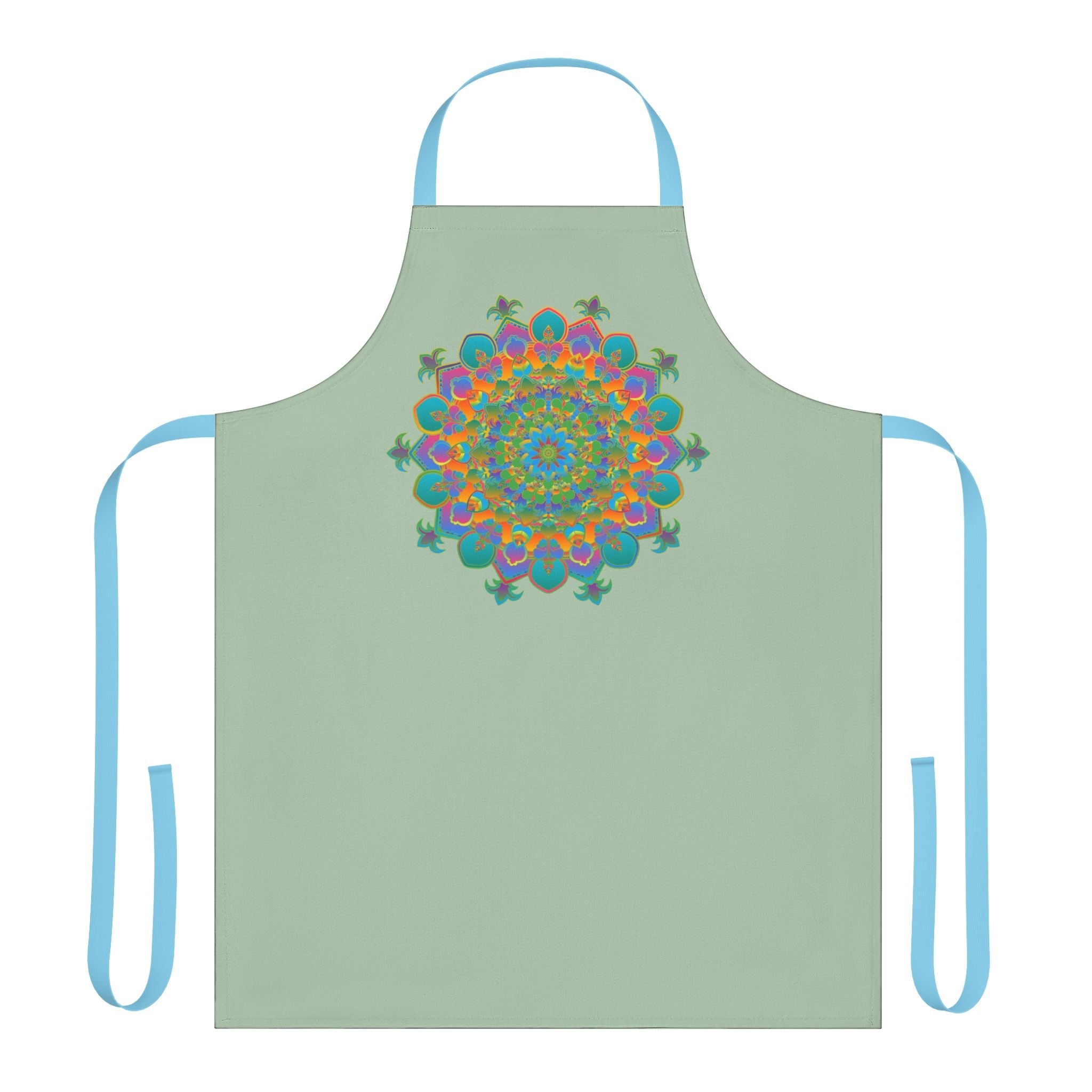 Sage Green Mandala Apron - Hand Drawn Art All Over Prints - Blululi