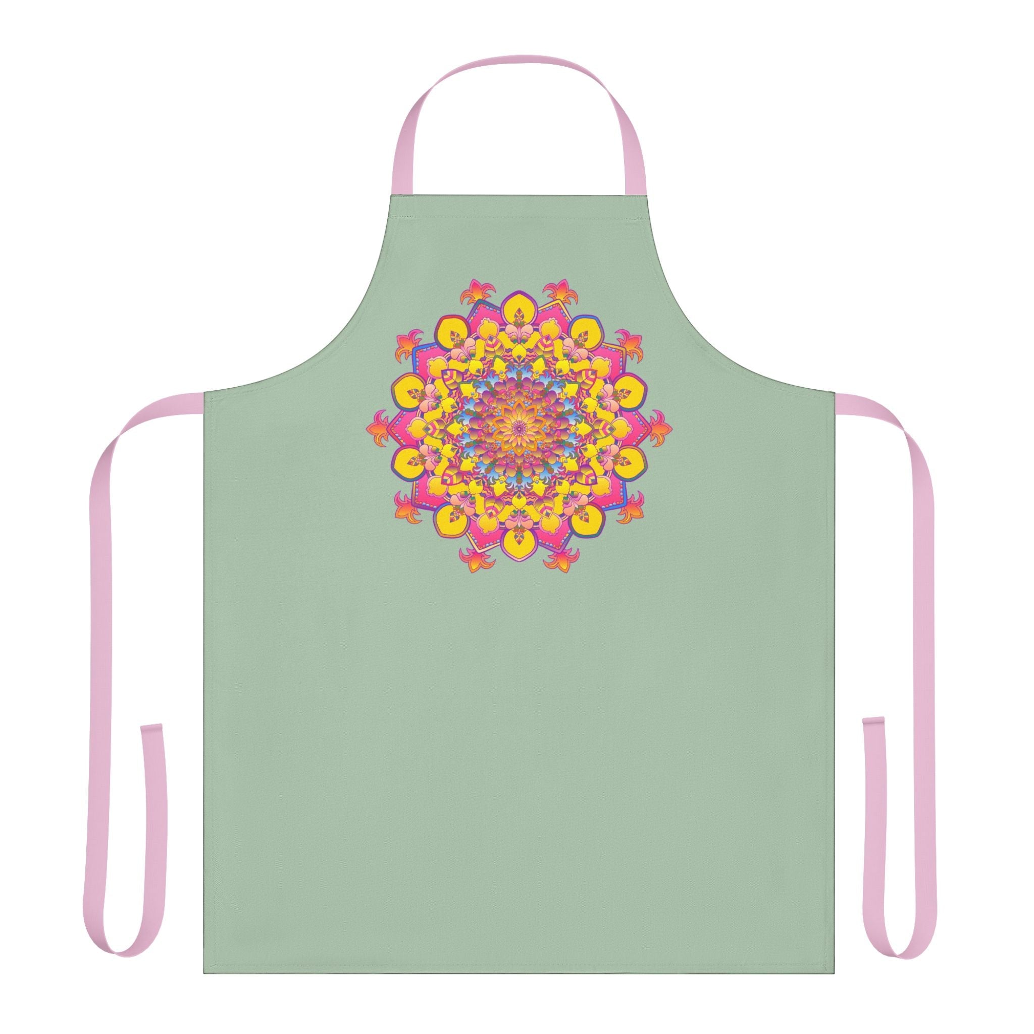 Sage Green Mandala Apron - Hand Drawn Art All Over Prints - Blululi