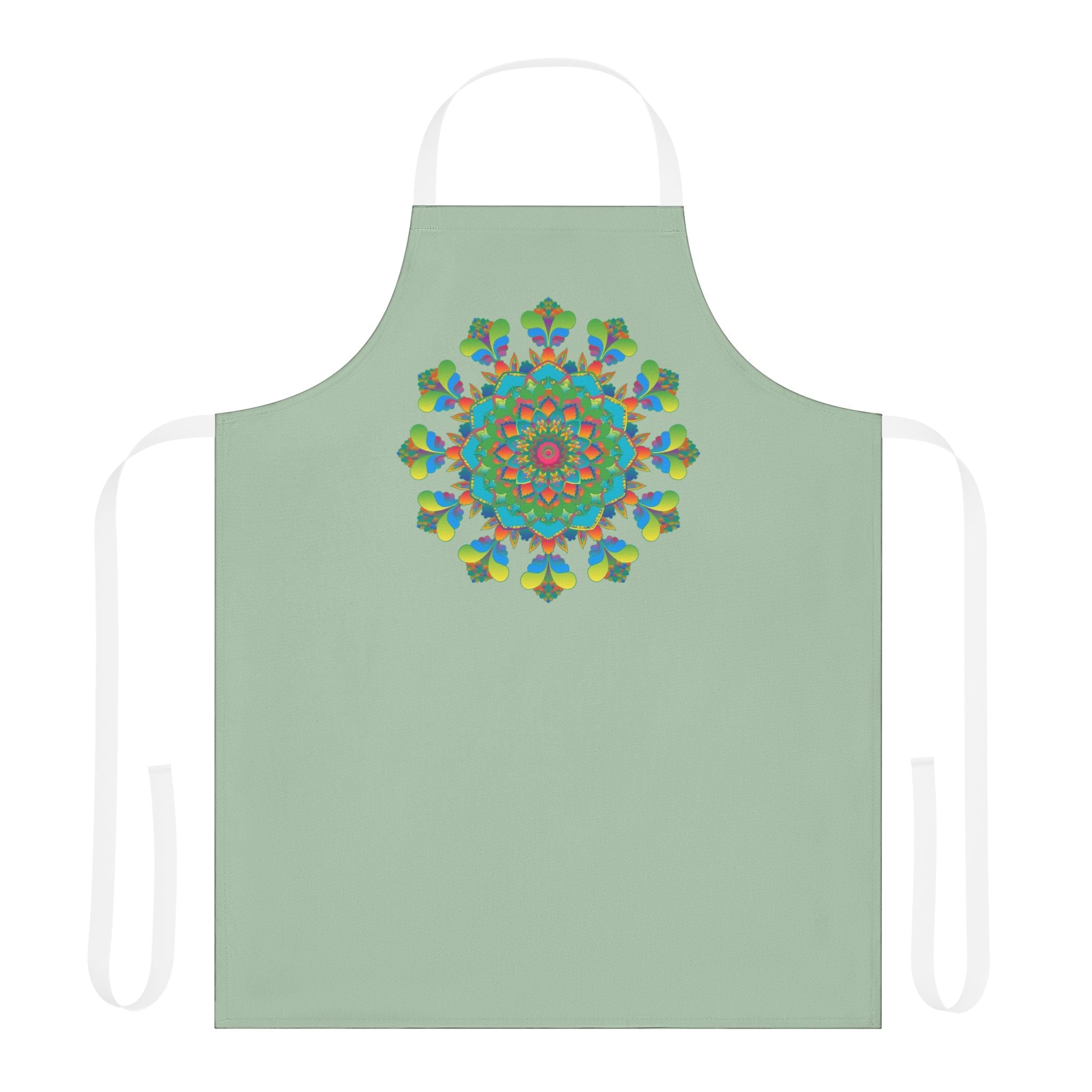 Sage Green Mandala Apron - Hand Drawn Art All Over Prints - Blululi