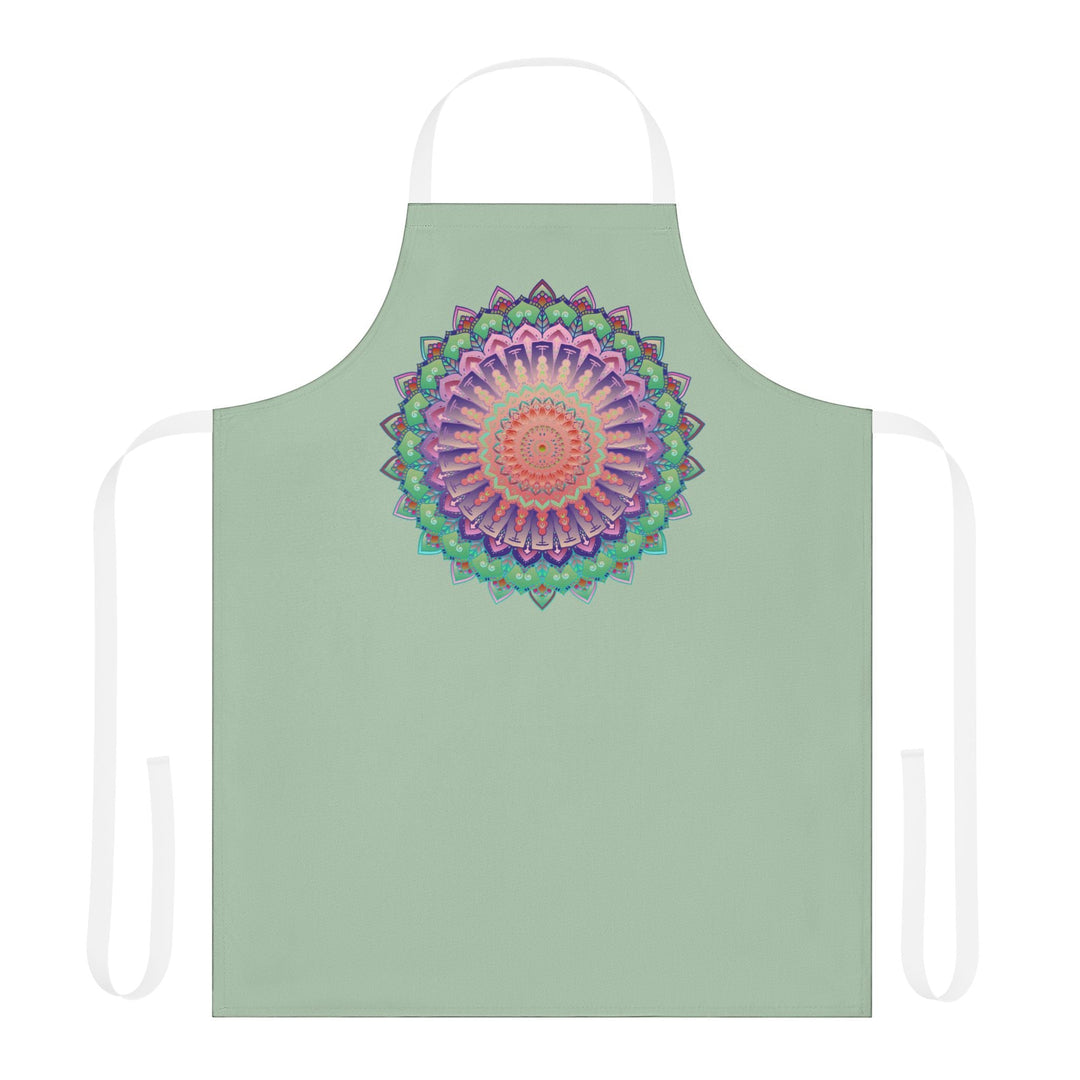 Sage Green Mandala Apron - Hand Drawn Art All Over Prints - Blululi