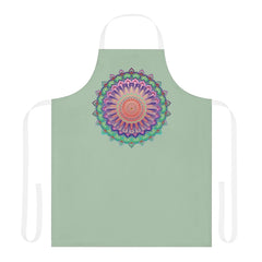 Sage Green Mandala Apron - Hand Drawn Art All Over Prints - Blululi