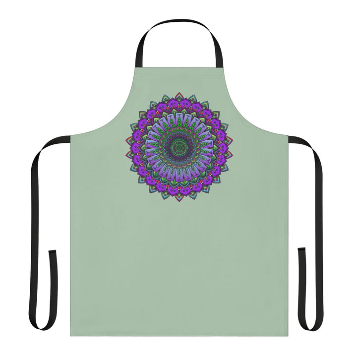 Sage Green Mandala Apron - Hand Drawn Art All Over Prints - Blululi