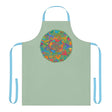 Sage Green Mandala Apron - Hand Drawn Art All Over Prints - Blululi