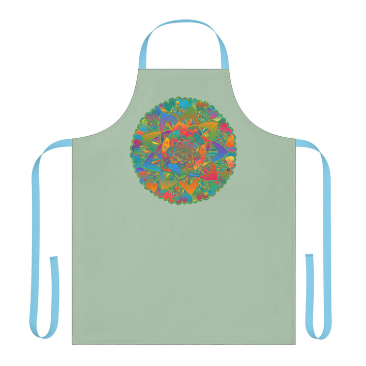 Sage Green Mandala Apron - Hand Drawn Art All Over Prints - Blululi