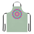 Sage Green Mandala Apron - Hand Drawn Art All Over Prints - Blululi